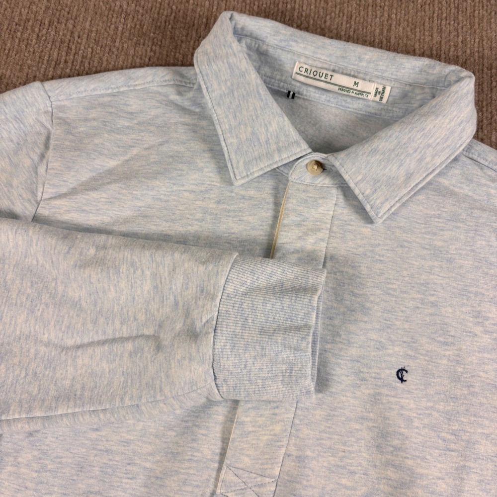 Criquet Light Blue Cotton Blend Collared Crewneck Men's Size Medium EUC